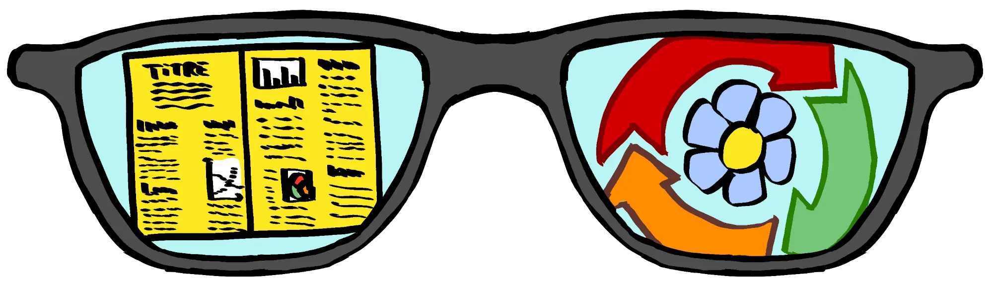 Glasses with scientific papers on one side and the TDD cycle on the other
